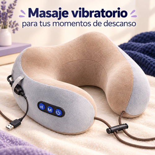 Cojín cervical con vibración USB, control y cable USB